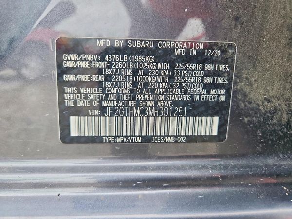 2021 SUBARU CROSSTREK — VINS