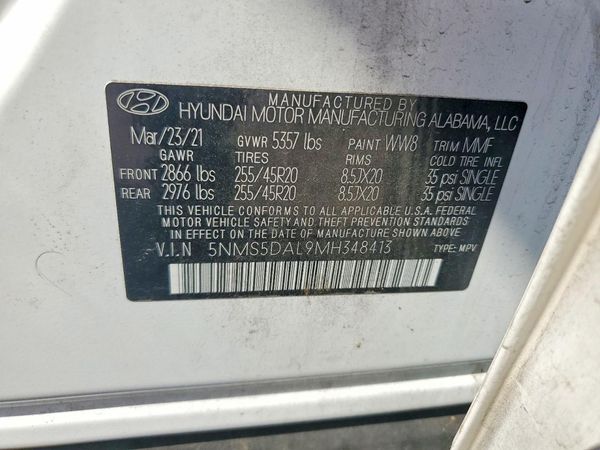 2021 HYUNDAI SANTA FE — VINS