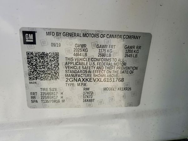 2020 CHEVROLET EQUINOX LT (1LT) — VINS