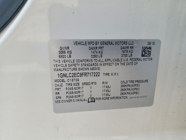 2015 CHEVROLET TAHOE — VINS