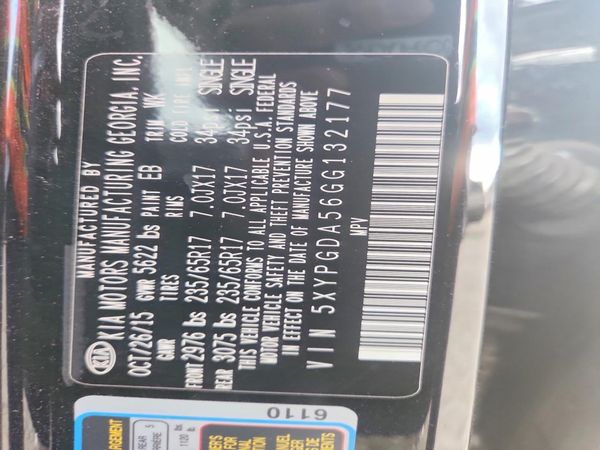 2016 KIA SORENTO — VINS