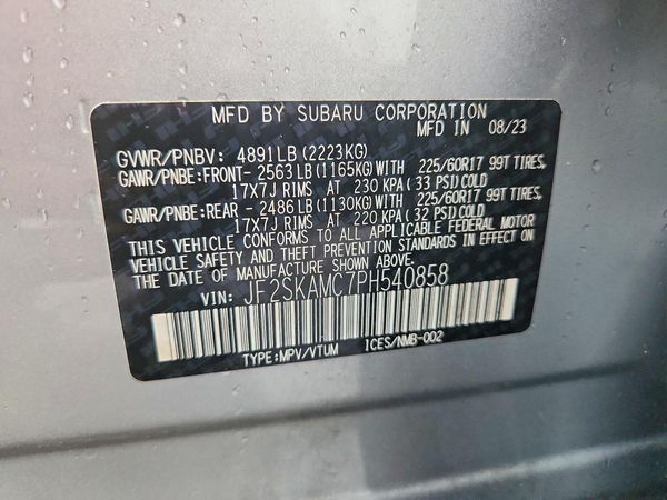 2023 SUBARU FORESTER — VINS