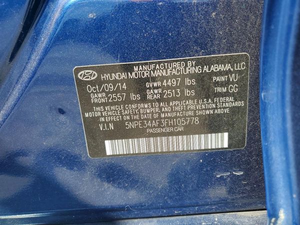 2015 HYUNDAI SONATA — VINS