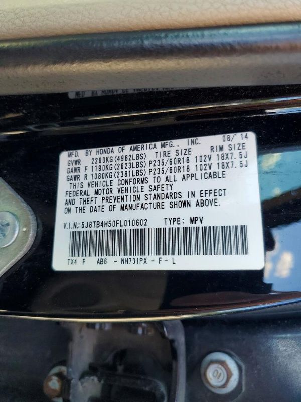 2015 ACURA RDX — VINS