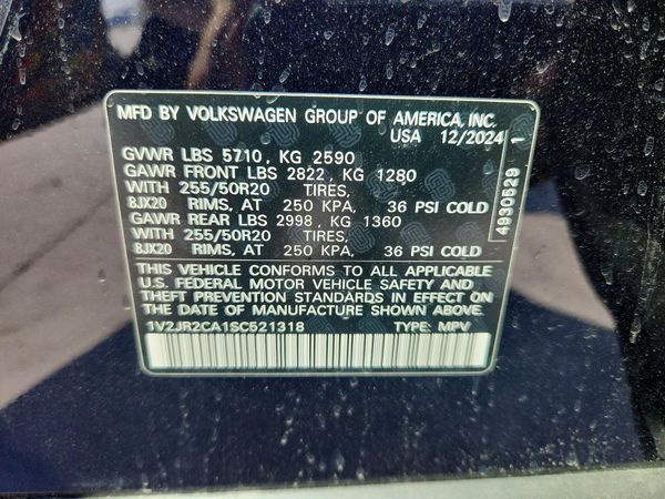 2025 VOLKSWAGEN ATLAS — VINS