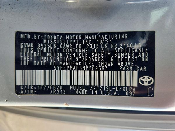 2022 TOYOTA COROLLA LE — VINS