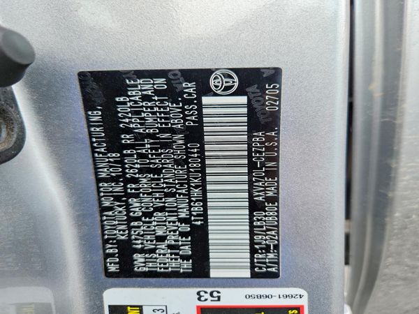 2019 TOYOTA CAMRY XSE — VINS