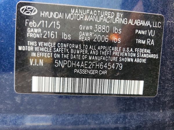 2015 HYUNDAI ELANTRA — VINS