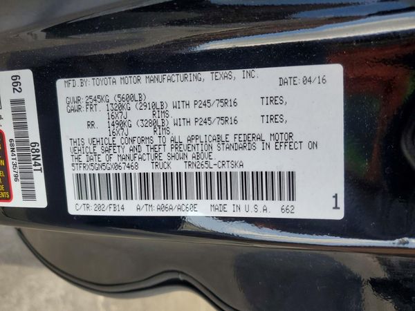 2016 TOYOTA TACOMA — VINS