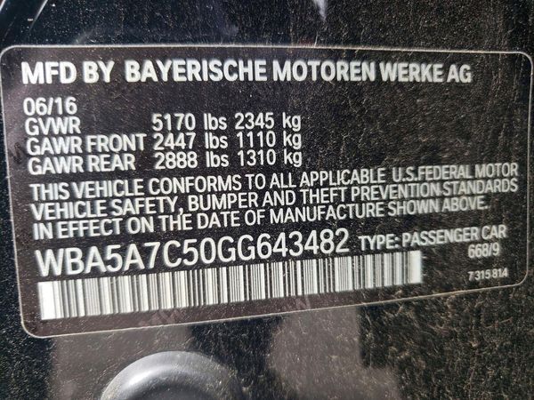 2016 BMW 528 xDrive — VINS