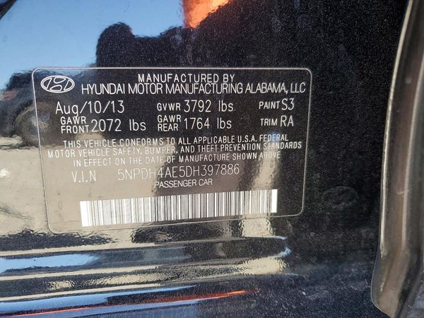 2013 HYUNDAI ELANTRA — VINS