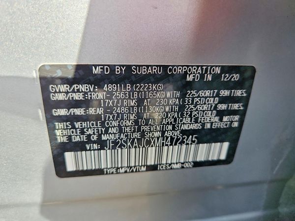 2021 SUBARU FORESTER — VINS