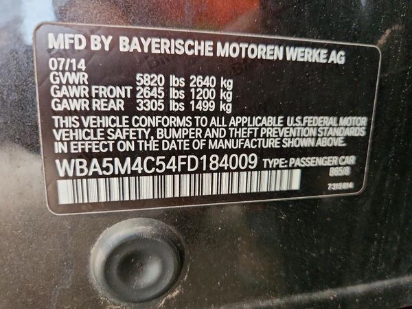 2015 BMW 5 SERIES xDrive GT — VINS