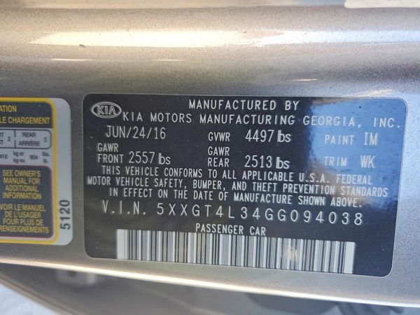 2016 KIA OPTIMA GL — VINS