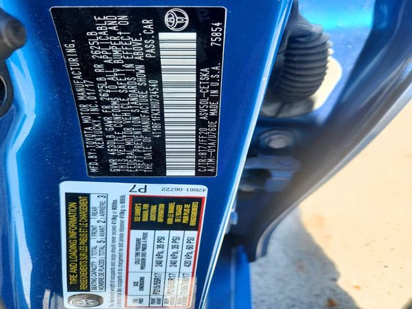 2017 TOYOTA CAMRY LE/SE/XLE/XSE — VINS