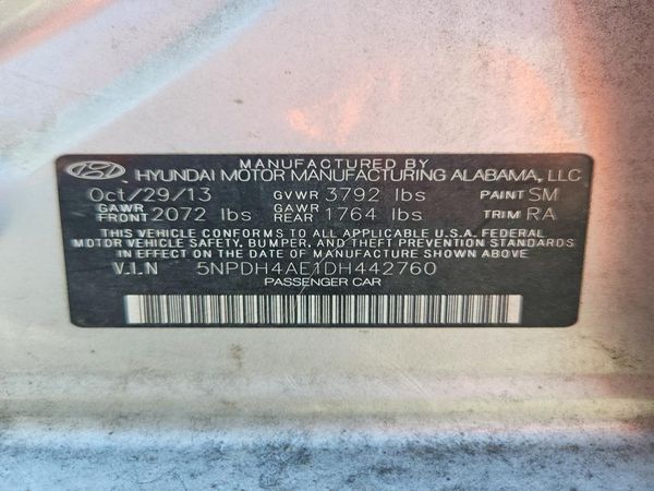 2013 HYUNDAI ELANTRA — VINS