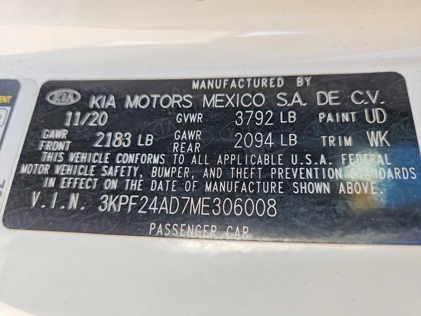 2021 KIA FORTE FE, LXS — VINS
