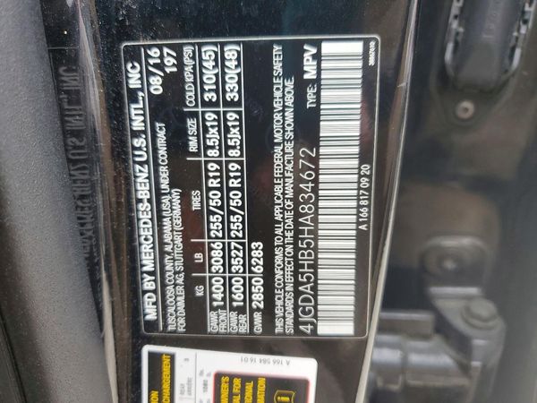 2017 MERCEDES-BENZ GLE GLE350 — VINS