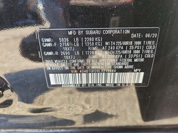 2020 SUBARU OUTBACK — VINS