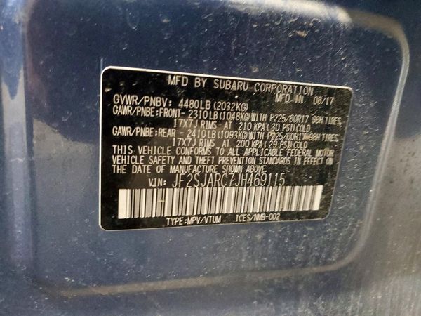 2018 SUBARU FORESTER — VINS