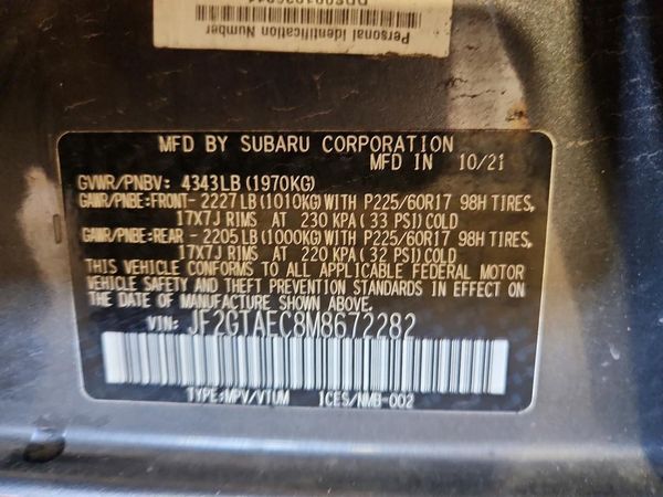 2021 SUBARU CROSSTREK — VINS