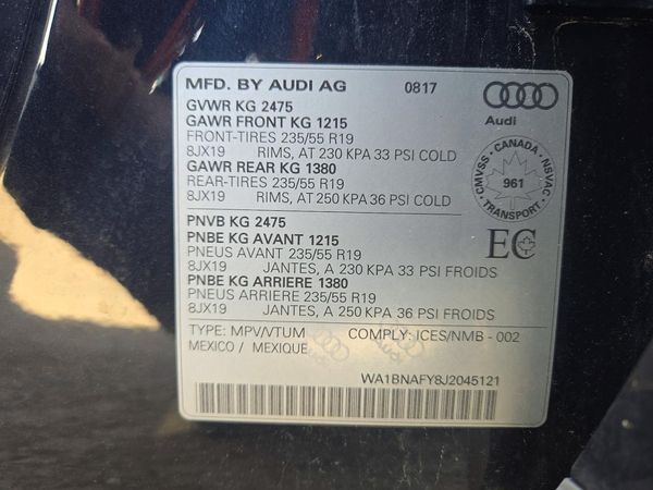 2018 AUDI Q5 quattro Premium Plus — VINS