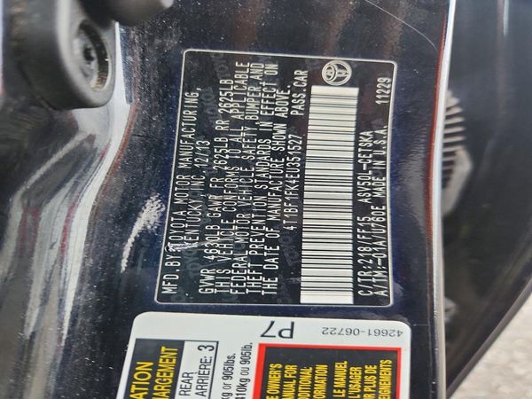 2014 TOYOTA CAMRY — VINS
