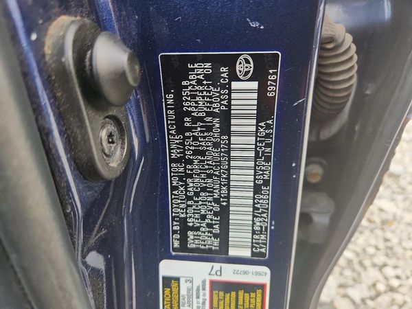 2016 TOYOTA CAMRY — VINS