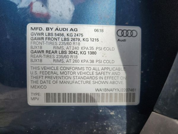 2018 AUDI Q5 quattro Premium Plus — VINS