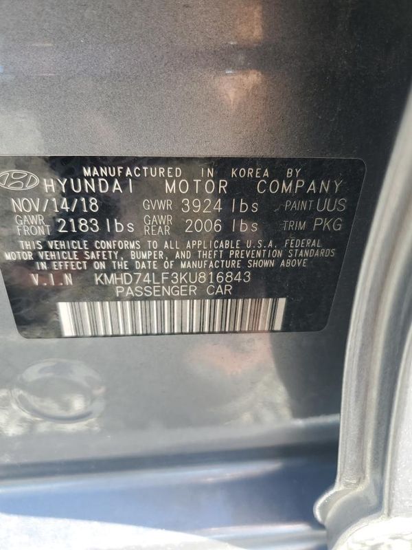 2019 HYUNDAI ELANTRA SE — VINS