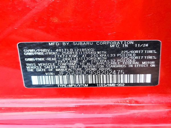 2025 SUBARU CROSSTREK Premium — VINS