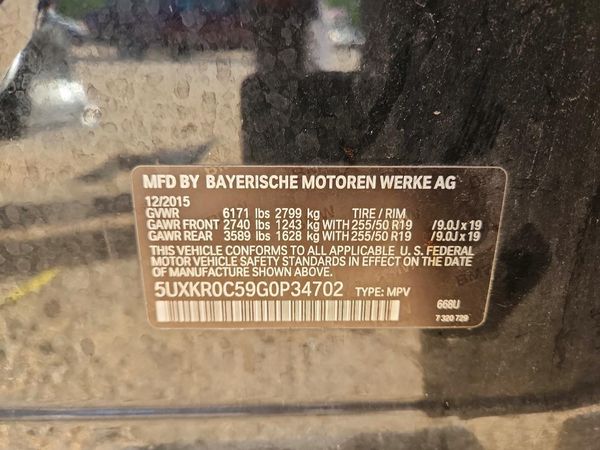 2016 BMW X5 xDrive35i — VINS