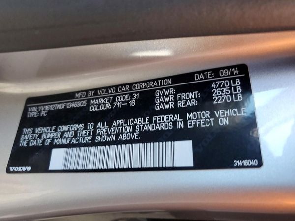 2015 VOLVO S60 Platinum (non R design) — VINS
