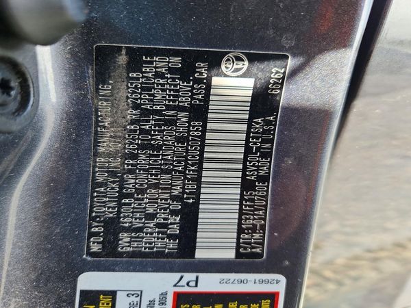 2012 TOYOTA CAMRY — VINS