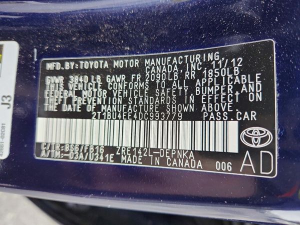 2013 TOYOTA COROLLA — VINS