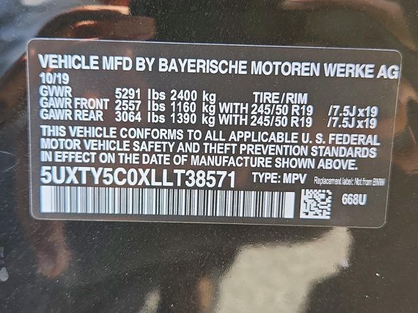 2020 BMW X3 xDrive30i — VINS