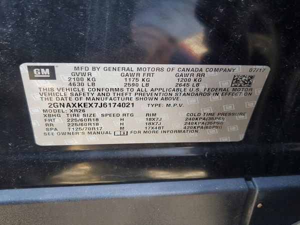2018 CHEVROLET EQUINOX LT (2LT) — VINS
