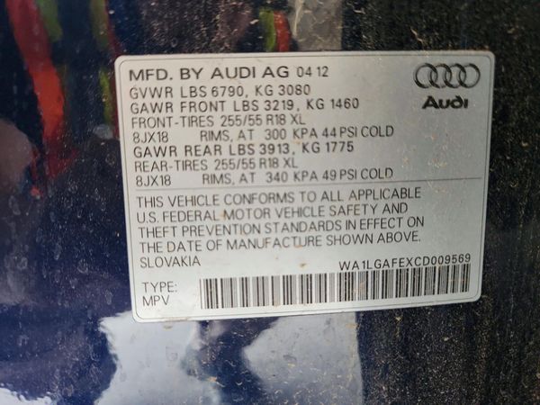 2012 AUDI Q7 Premium Plus — VINS