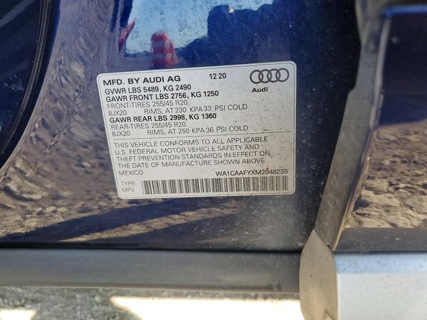 2021 AUDI Q5 — VINS