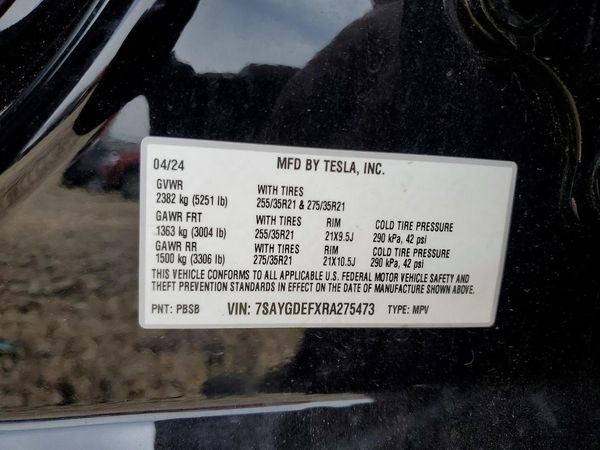 2024 TESLA MODEL Y — VINS