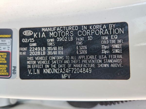 2015 KIA SOUL GL(Middle-low grade) — VINS