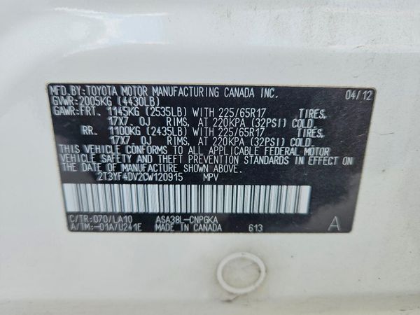 2012 TOYOTA RAV4 High — VINS