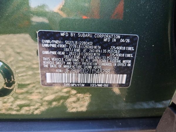 2026 SUBARU OUTBACK — VINS