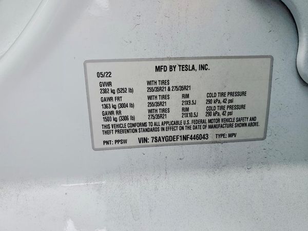 2022 TESLA MODEL Y — VINS