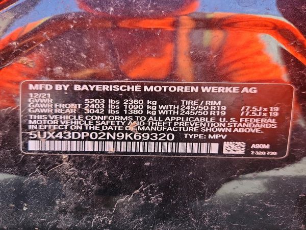 2022 BMW X3 sDrive30i — VINS