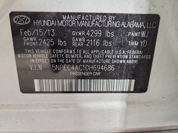 2013 HYUNDAI SONATA — VINS