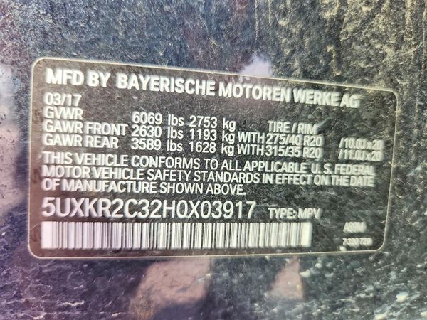 2017 BMW X5 sDrive35i — VINS