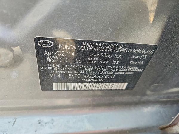2014 HYUNDAI ELANTRA GLS(Middle) — VINS