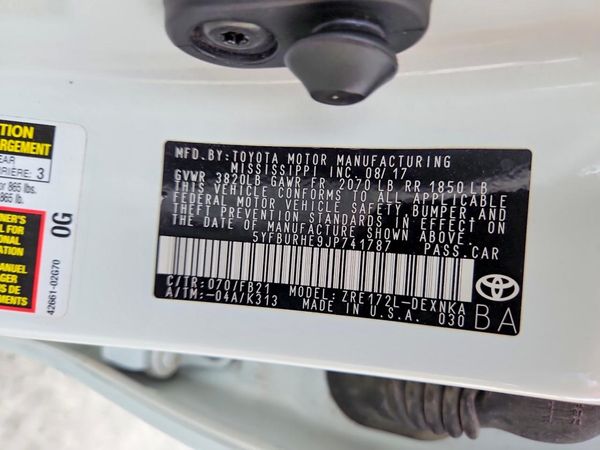 2018 TOYOTA COROLLA L/LE/SE/XLE/XSE — VINS
