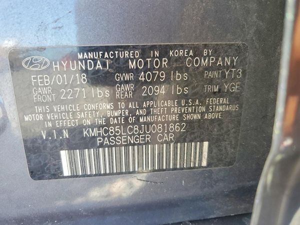 2018 HYUNDAI IONIQ Limited (HEV) — VINS
